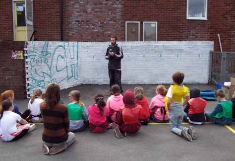 graffiti painted with school children