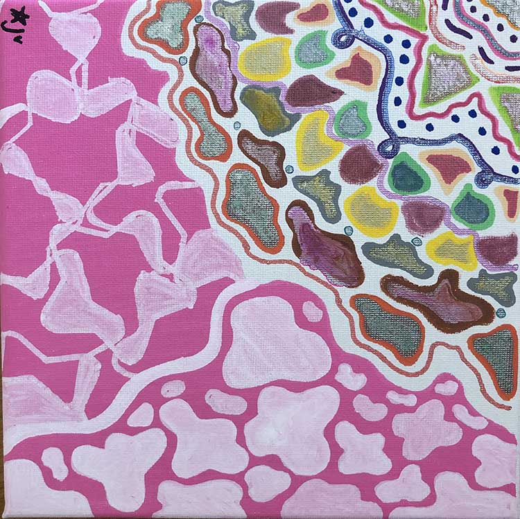 drawing on canvas with poscas fantasy abstract art by young person