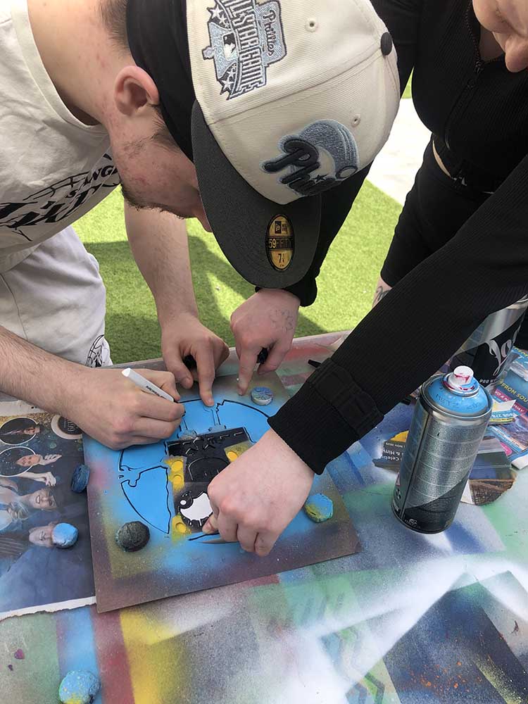 working together making two completely different canvases