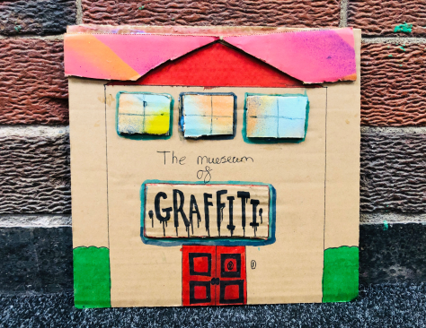 Museum of Graffiti and sport collage art work mixed media using recycled materials